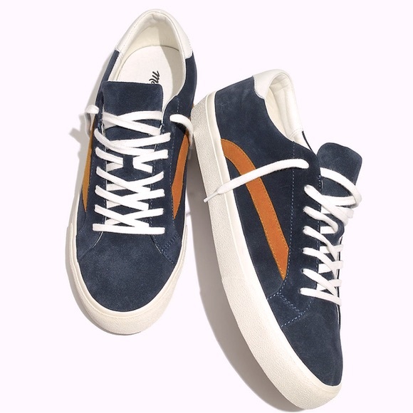 Madewell Shoes - Madewell Sidewalk Suede Low Top Sneaker Navy/Gold Women’s Size 7 Nightfall